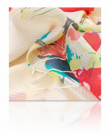 Палантин Женский S30-BRUSH.FLOWER/WHITE